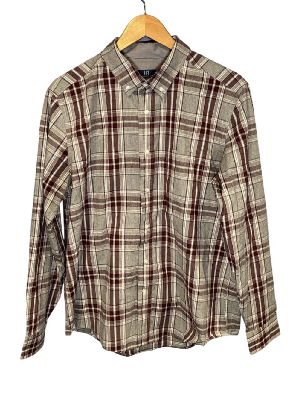 George Men’s Sz L (42-44) Multicolor Plaid Long Sleeve Button Shirt Classic Fit